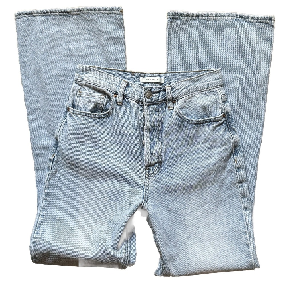 PACSUN Jeans Womens 26 Blue High Rise Bootcut Button Fly 100% Cotton Minimalist